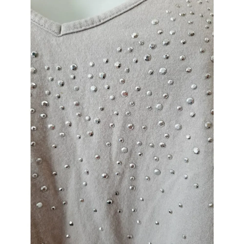 Elle gray gem embellished sz 1X oversized blouse - Picture 2 of 5